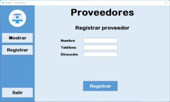 Sección registrar proveedores de CoolPC