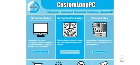 Mitad superior del index de la web CustomLoopPc