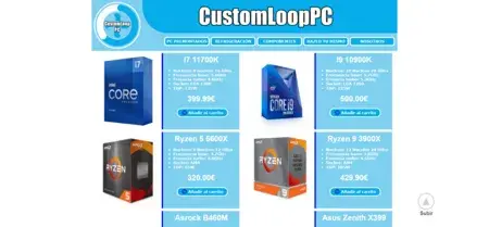 Sección procesadores de la web CustomLoopPc