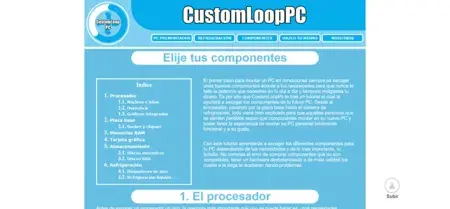 Parte superior la sección del tutorial sobre como escoger los componentes de un pc de la web CustomLoopPc