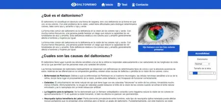 Mitad superior del index de la web Daltonismo