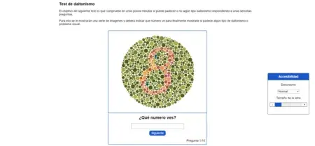 Sección test de la web Daltonismo