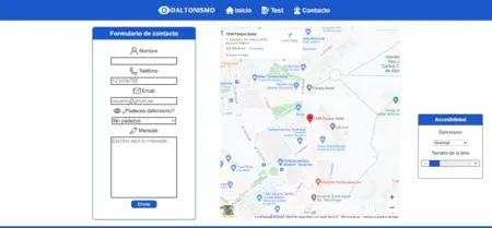 Sección contacto de la web Daltonismo