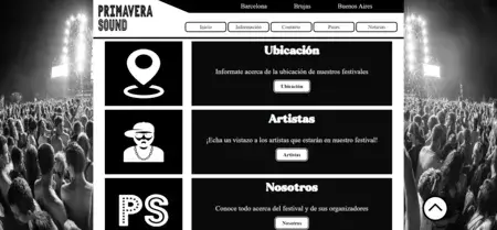 Sección información de la web Primavera Sound