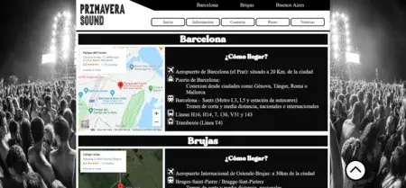 Sección ubicación de la web Primavera Sound