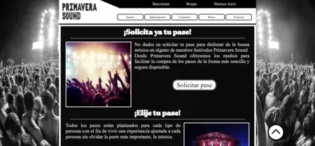 Sección entradas de la web Primavera Sound