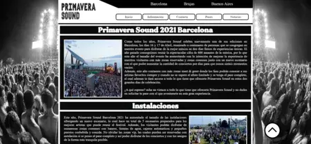 Sección información sobre el evento de Barcelona de la web Primavera Sound