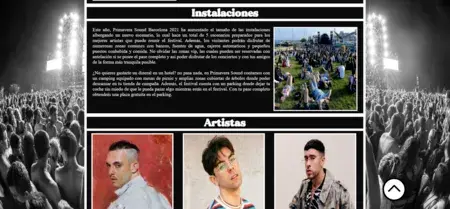 Sección información sobre el evento de Barcelona de la web Primavera Sound