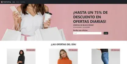 Cabecera de la web con el formulario para recibir mas ofertas por email