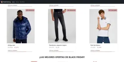 Últimas tres cards con ofertas de MadClothing