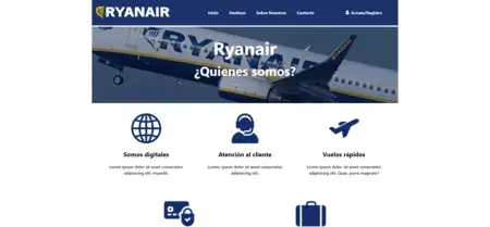 Mitad superior de la sección quienes somos de la web de Ryanair