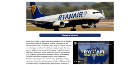 Mitad inferior de la sección quienes somos de la web de Ryanair