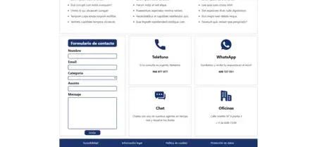 Mitad inferior de la sección contacto de la web de Ryanair